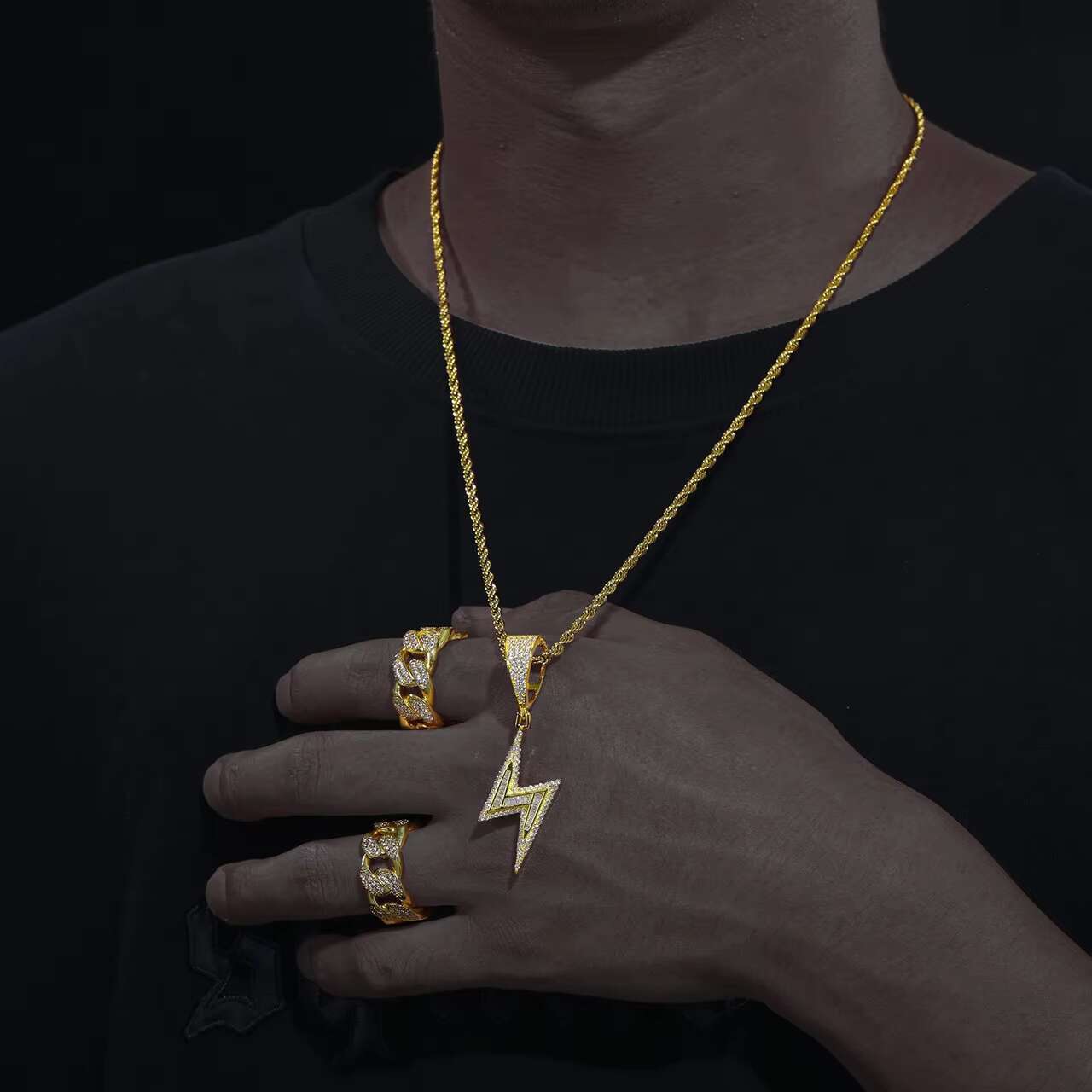 Mens Trendy Full Moissanite VVS Diamond Iced out Lightning Bolt Pendants Hip Hop Style Charms New Design