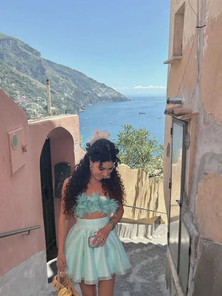 Sexy Pleated Flower Strapless Top Maxi Skirt Set Women Fashion Sleeveless Solid Shirt High Waist Skirts Sets Female Holiday Chic 250617