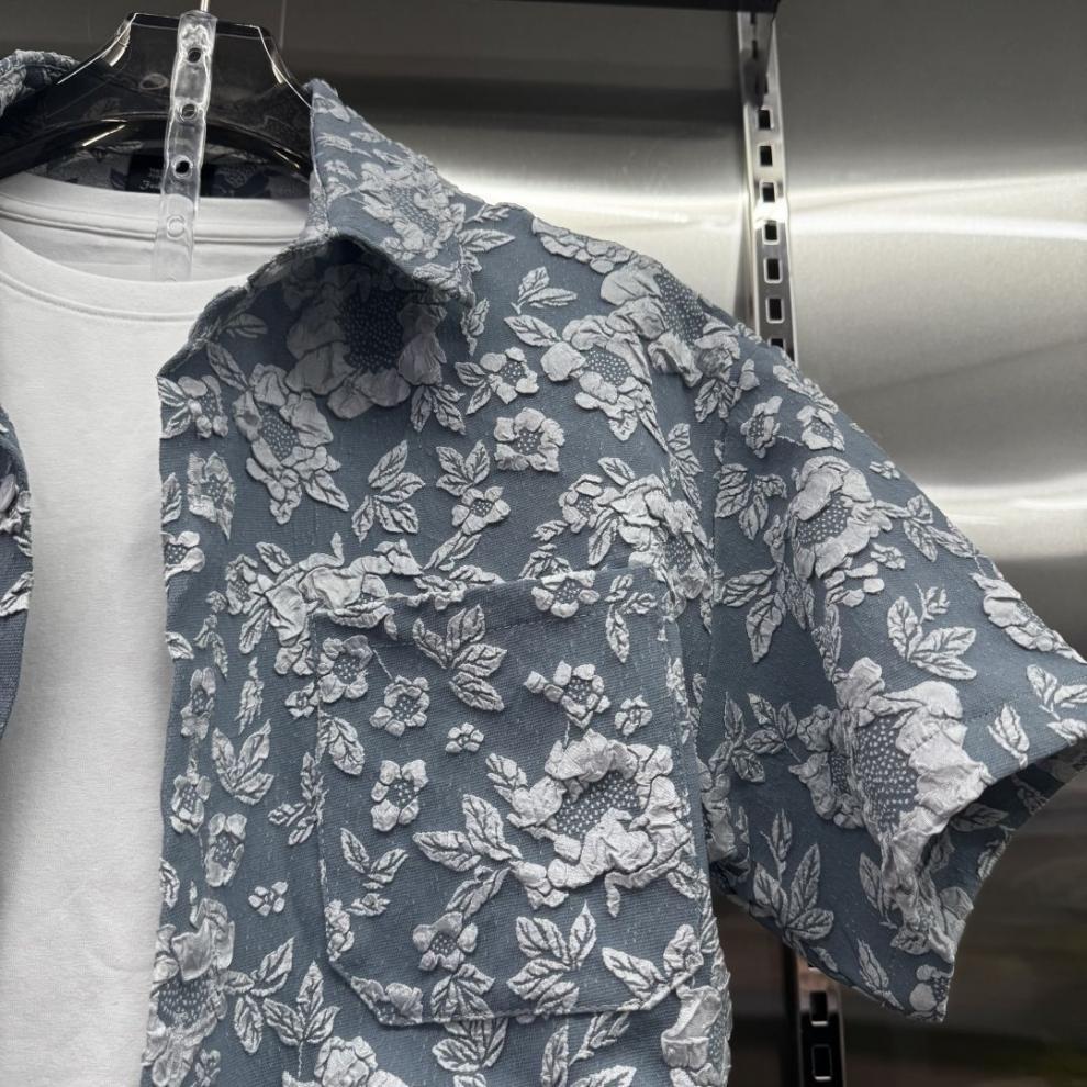 Men's Tracksuits Fall Casual Suit Embossed Printed Shirt Jacket Trousers Two-Piece Foreign Style Couple Set