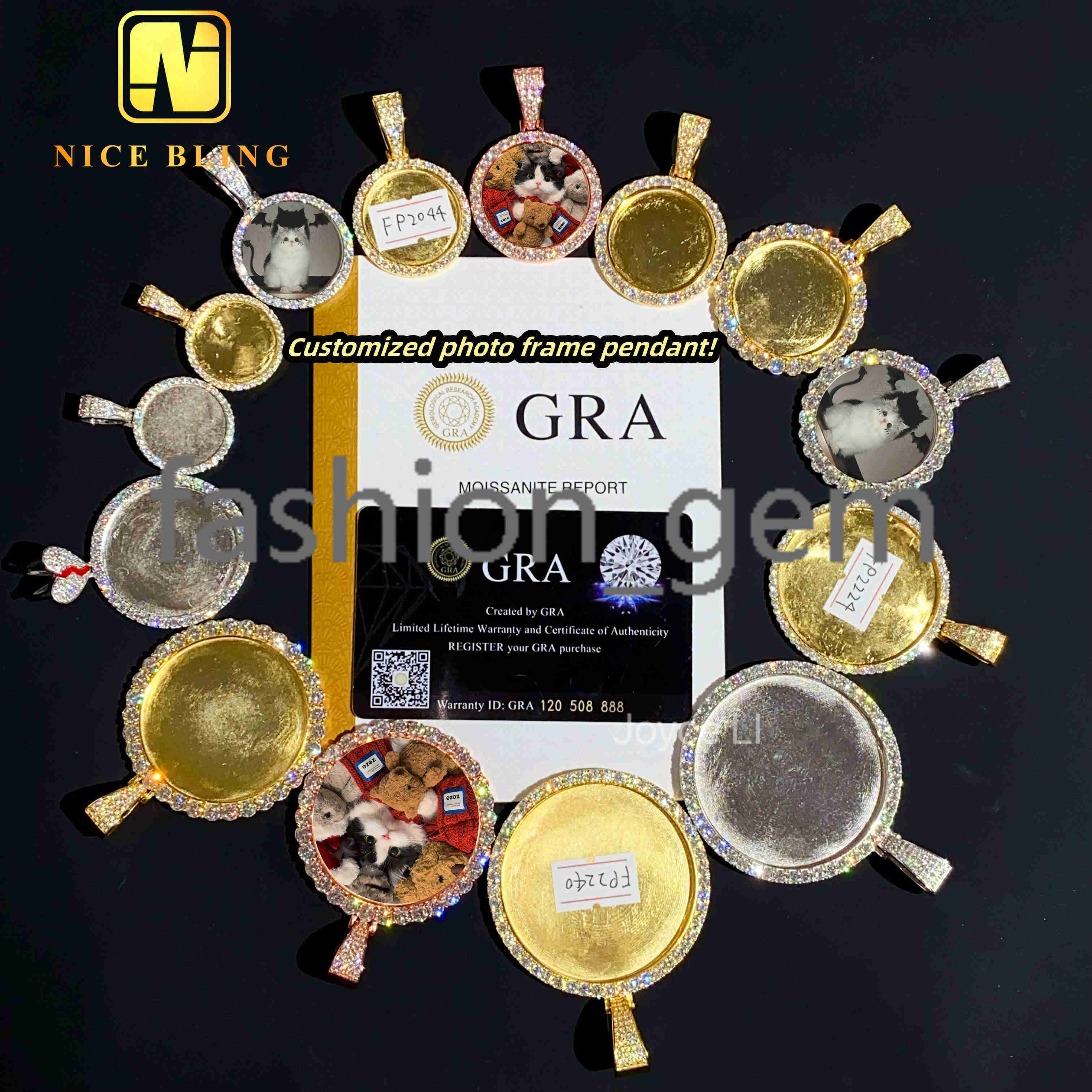 Hot Sale Pass Diamond Tester Customized Moissanite Photo Pendant Compilation 925 Silver Hip Hop Rock Iced Out Photo Frames Gift