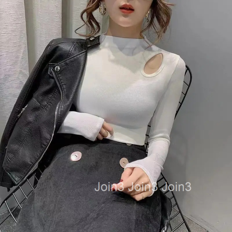 Womens T Shirts Skinny 2025 Tshirts Brown Turtleneck Female Tops White Clothes New in Emo Old Novelties Wholesale Alt Tall Tees