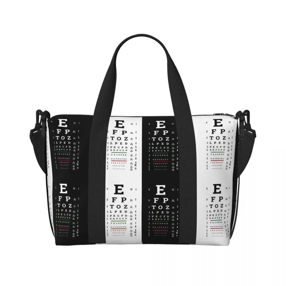 Custom Large Snellen Chart Eye Test Tote Bag for Women Optometrist Optician Shoulder Shopping Gym Beach Travel Bag W250618