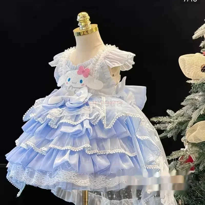 Sanrio Cartoon Cinnamoroll Cosplay Princess Dress New Children Lolita Princess Dress Girls Birthday Ball Evening Dress Christmas GiftXJ250618