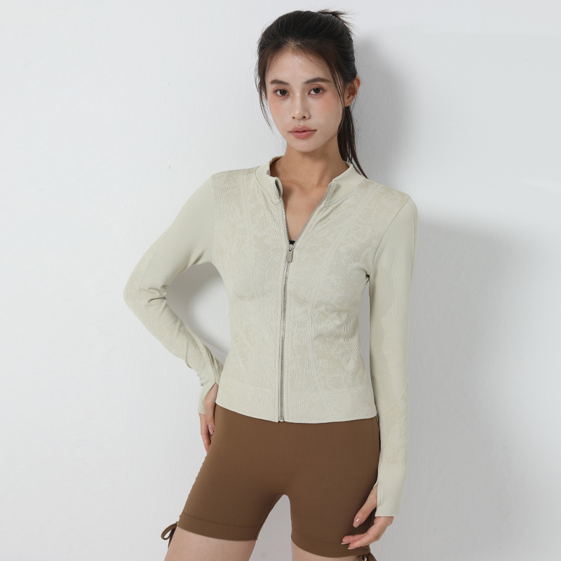 Moisture-Absorbing Women's Sports Coat - Short-Length with Breathable Fabric & Raised Neckline Design