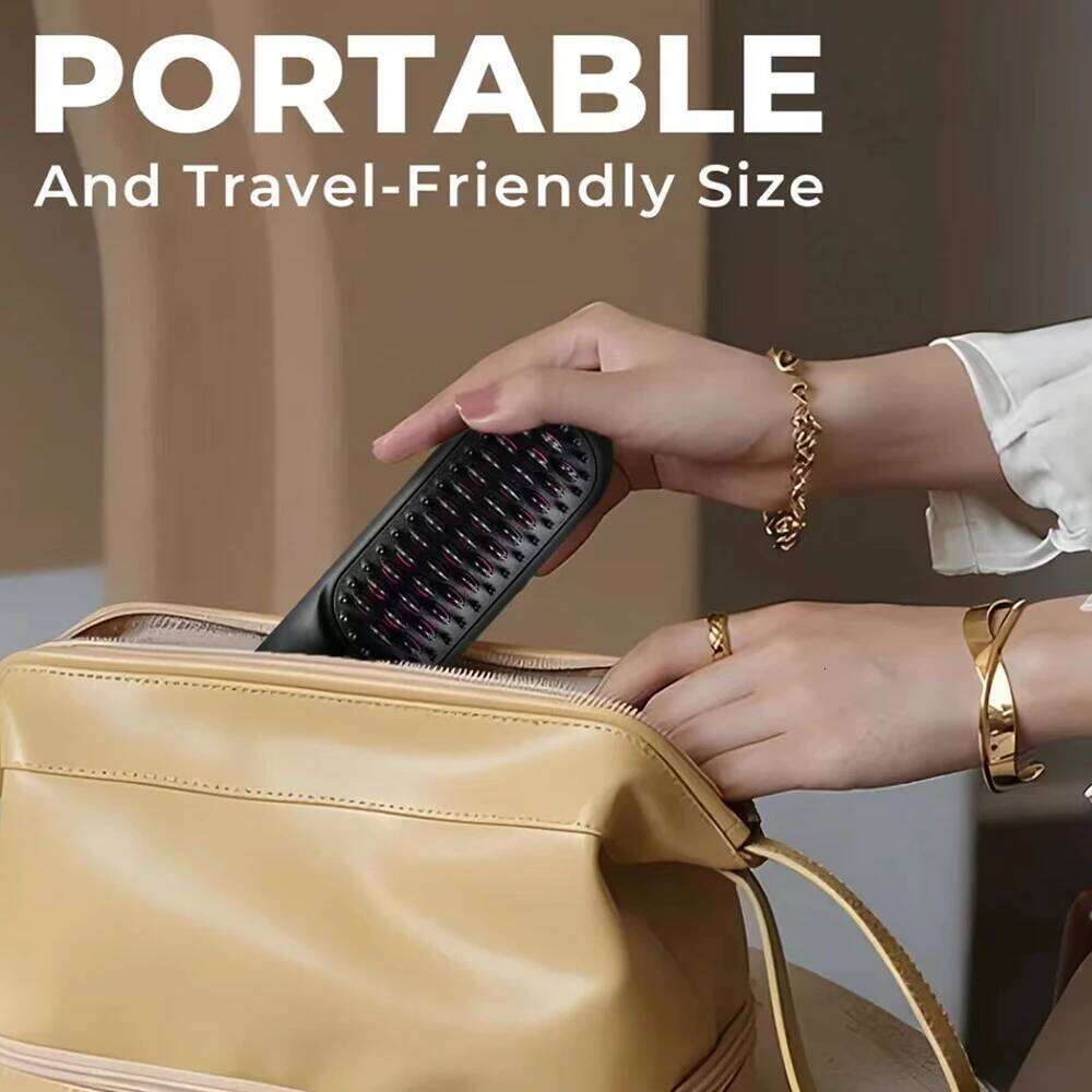 Electric Brushes Cordless Hair Straightener Portable Straightening Brush Negative Ions Hot Comb USB Charge