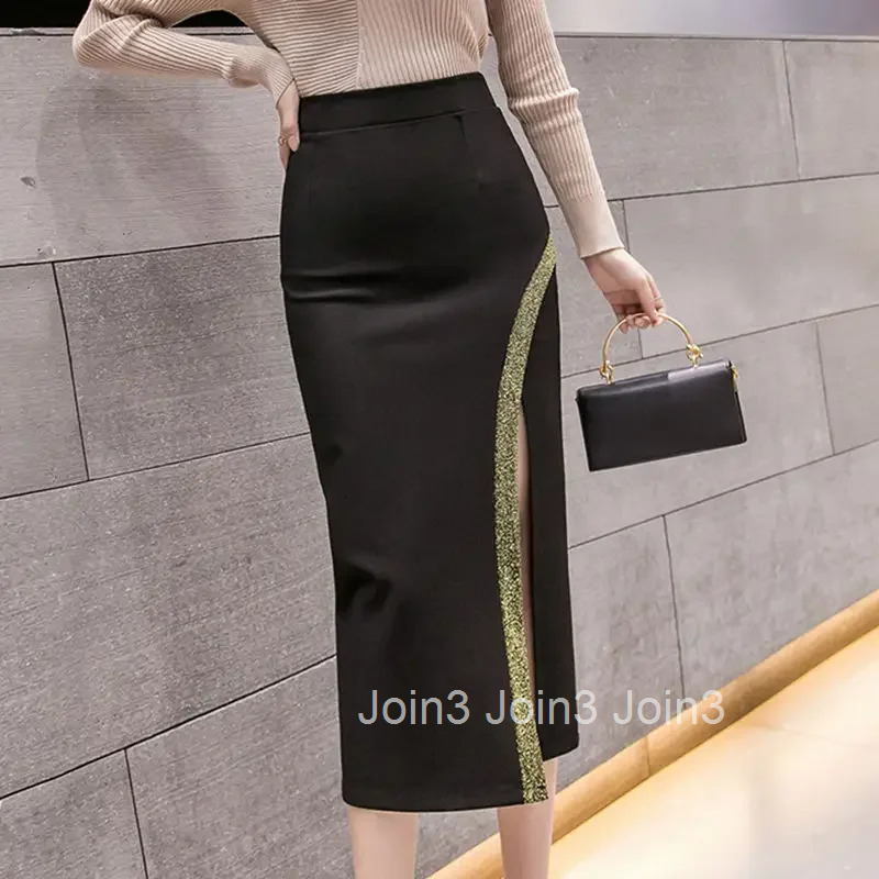 Midi Skirts for Women High Waist Wrap with Slit Patchwork Tight V Clothing Sales Premium Korean Fashion Y2k Vintage Woman Skirt