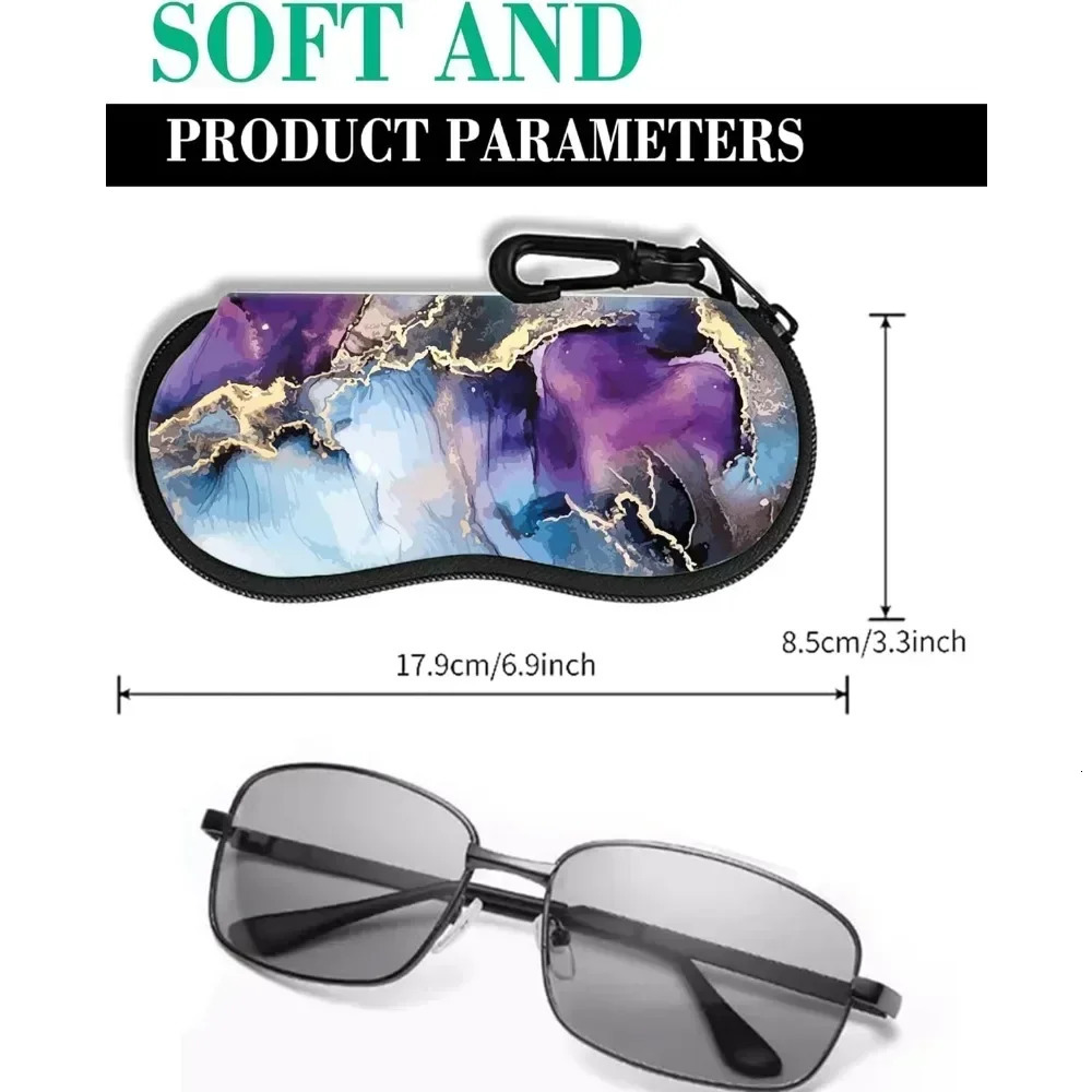Marble Glasses Case Pouch Prints Zipper Soft Eyewear Storage Box Outdoor Travel Portable Anti-Pressure Sunglasses Bag 250617
