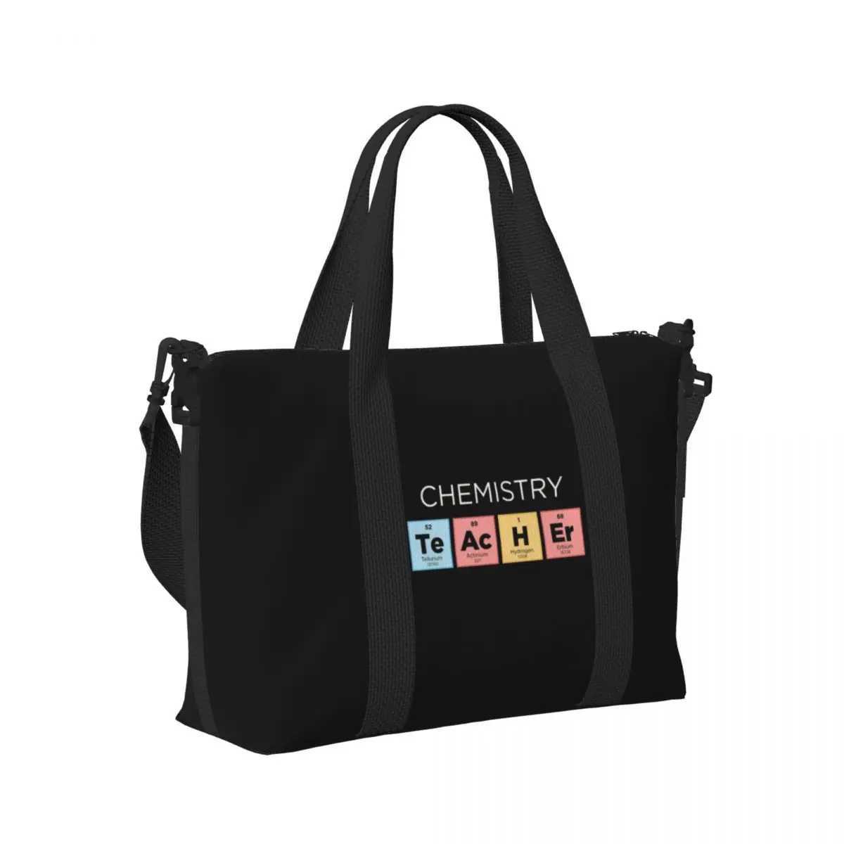 Custom Chemistry Teacher Periodic Table Groceries Tote Shopping Bags Women Big Capacity Science Lab Tech Gym Beach Travel Bags W250618