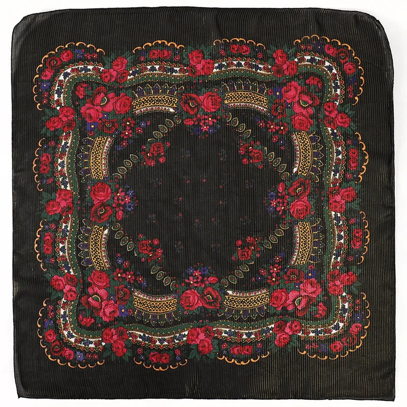 70X70CM High-Quality Square Fashion Scarf Women Floral Cotton Bandanas Lady Scarves HIjab Headband Accessories Handkerchief Hair 250617