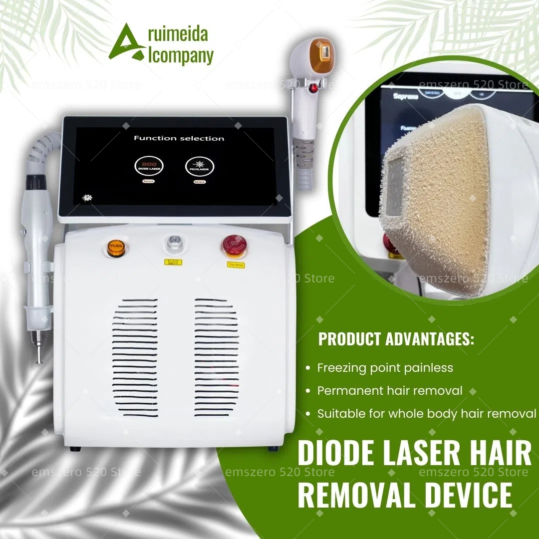 High Power Ice Cooling 755 808 1064 Device 2-in-1 Diode Laser Epilator Wavelength Painless 808nm Hair Removal Machine