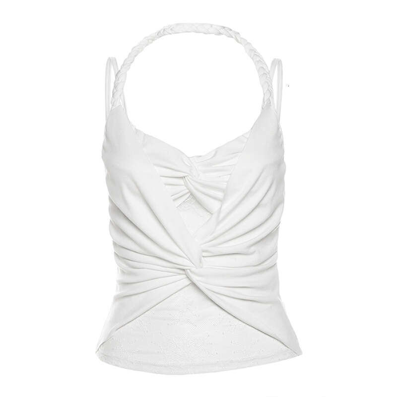 Summer New Women's Solid Color Sexy Halter Neck Slim Lace Crop Top Vest B5