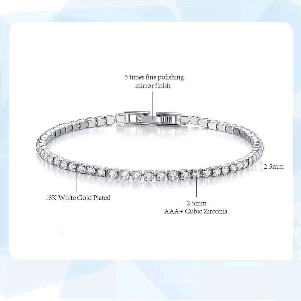 Fashion Sier Chain Jewelry for Women and Men 2.5mm 3mm 4mm 5mm Iced Crystal Zircon Tennis Bracelet