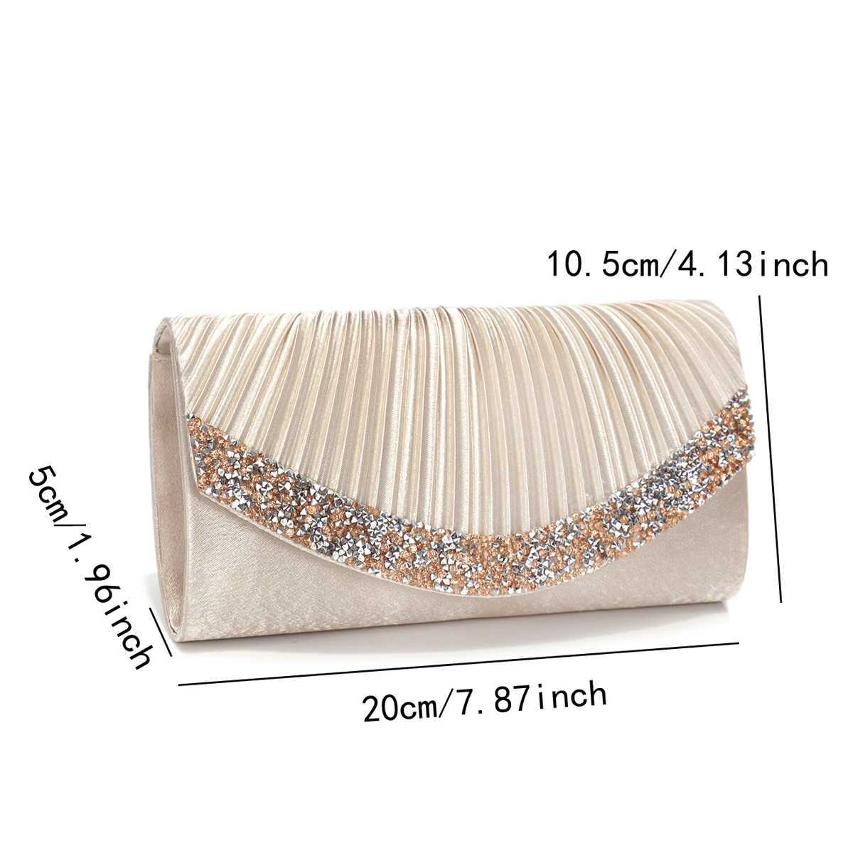 Glitter Envelope Design Women Evening Bags Satin Shoulder Chain Handbags Rhinestones Prom Banquet Purse Z250618