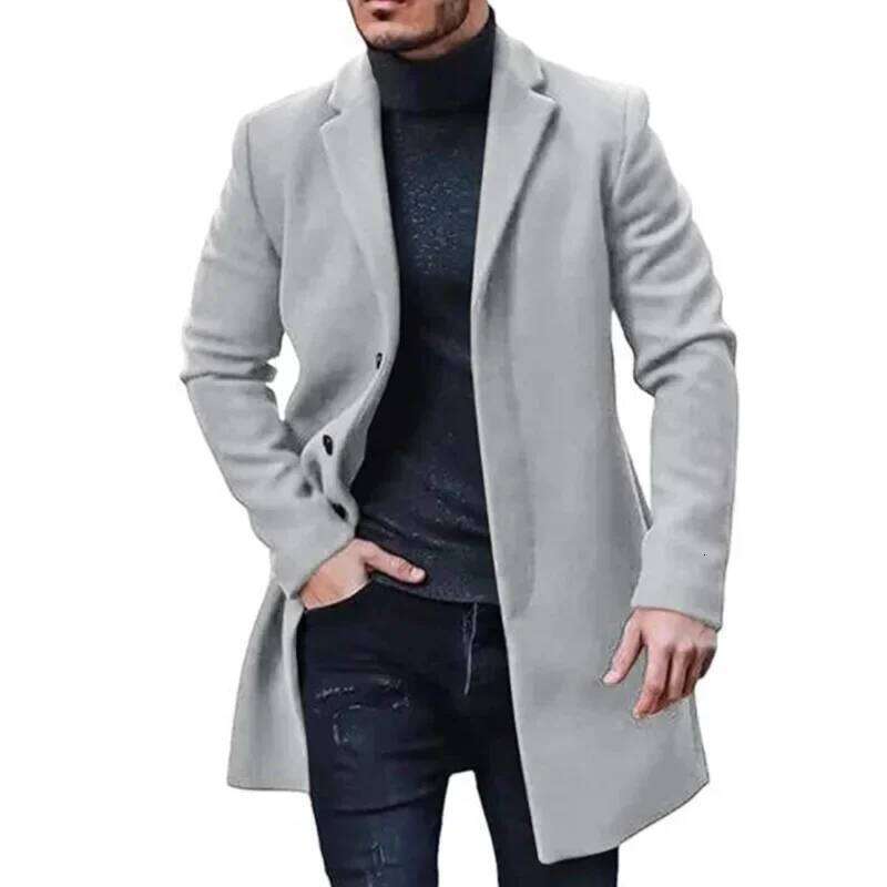 Men's New Wool Windbreaker - Stylish Trench Coat for Autumn/Winter