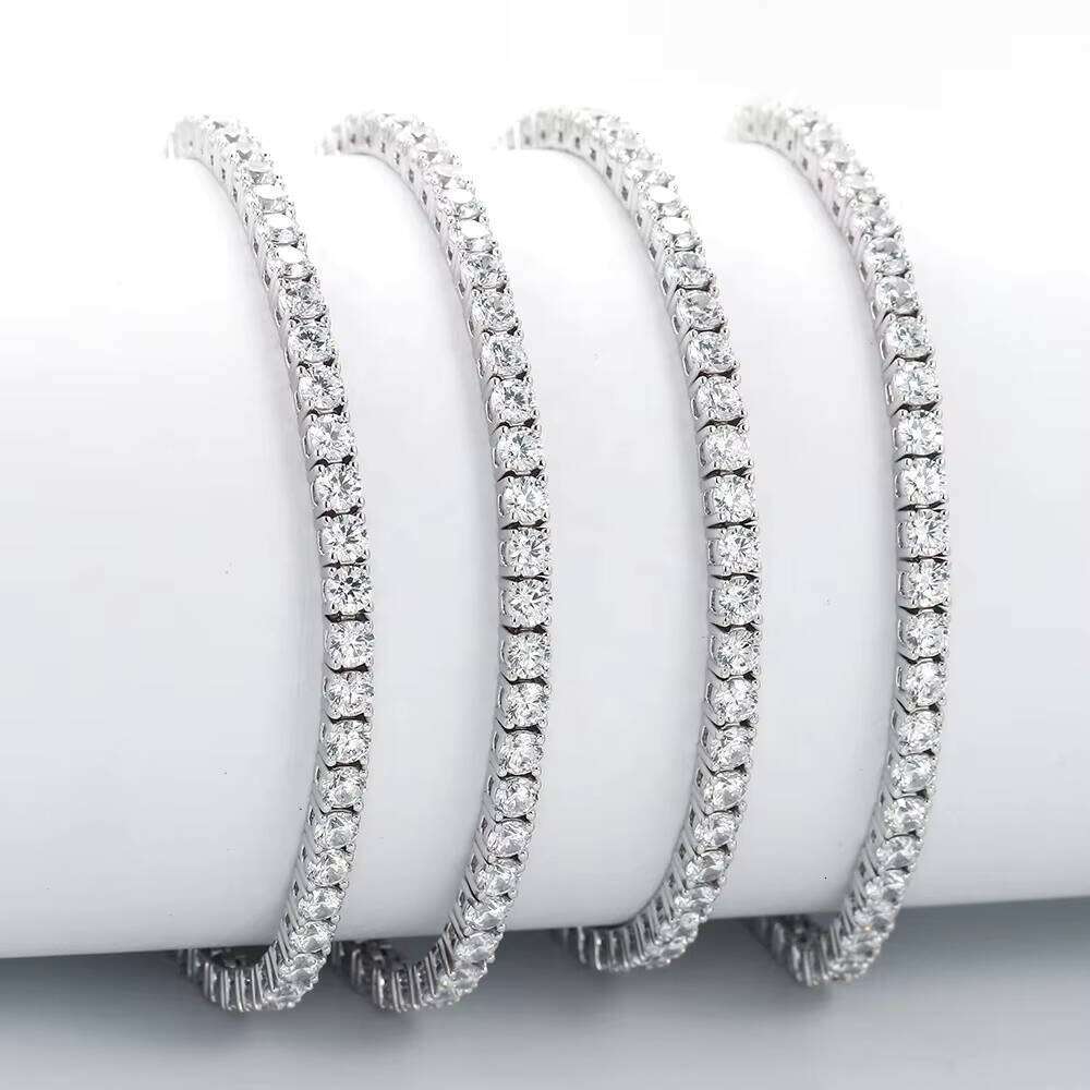 Fashion Sier Chain Jewelry for Women and Men 2.5mm 3mm 4mm 5mm Iced Crystal Zircon Tennis Bracelet