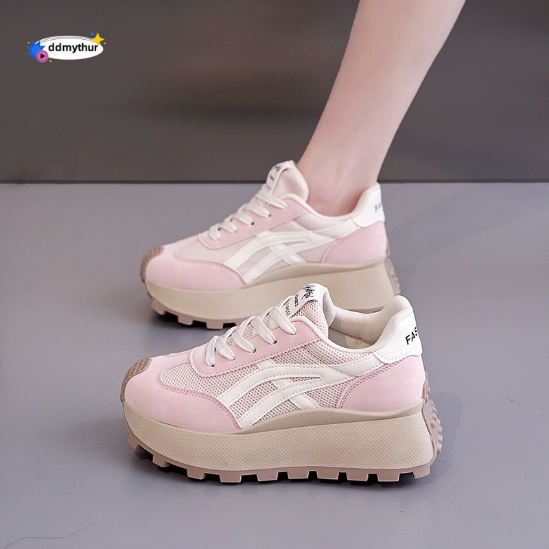 2025 Spring Versatile Height-Increasing Dad for Women, Niche Student Thick-Soled Casual Shoes, Mesh Breathable Fashion Agan Shoes ddmythur