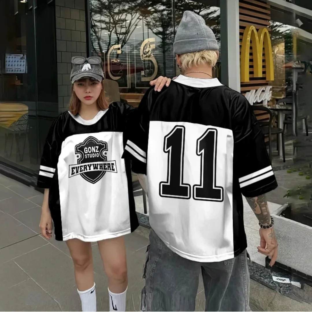 American High Street Hiphop Jersey Round Neck Loose Casual Versatile ShortSleeved Printed TShirt For Men And Women Summer Tee 250616