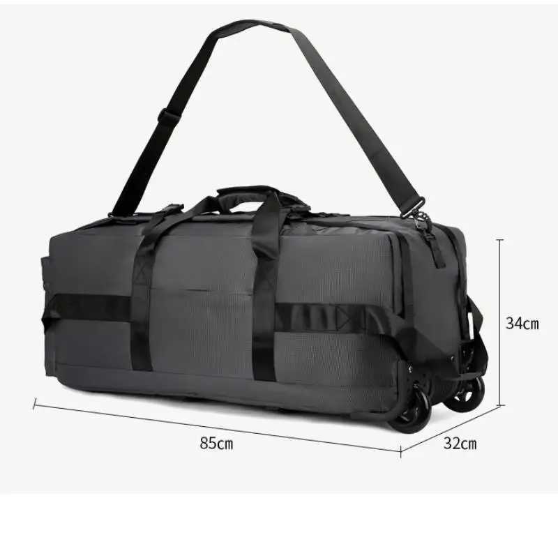 Foldable Wheeled Travel Bag Outdoor Camping Hiking Car Duffle Bags Luggage Moving Handbag Large Sport Fitness Storage Backpack W250618