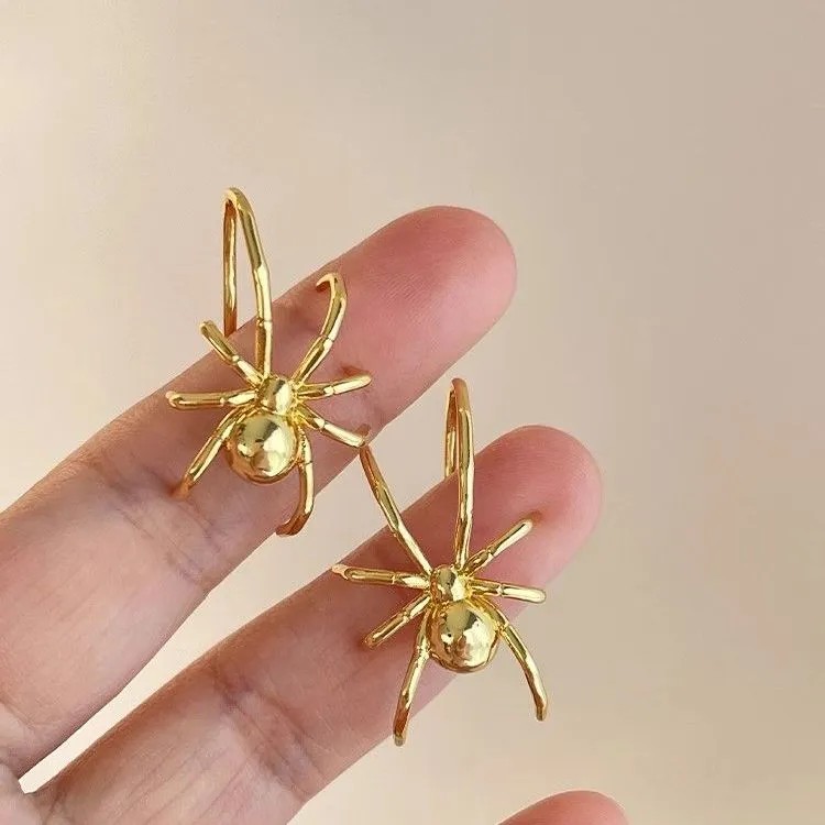 Vintage Handcrafted Silver Spider Hook Earrings - Unique & Elegant Design for Women, Premium & High-End Feel