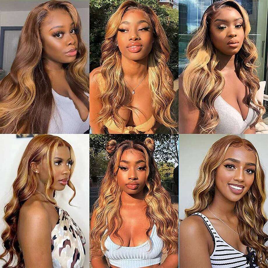 Highlight 100% Human Hair 13x6 Hd Frontal 13x4 Honey Blonde Body Wave Lace Front Wigs Woman Brazilian Glueless Wig