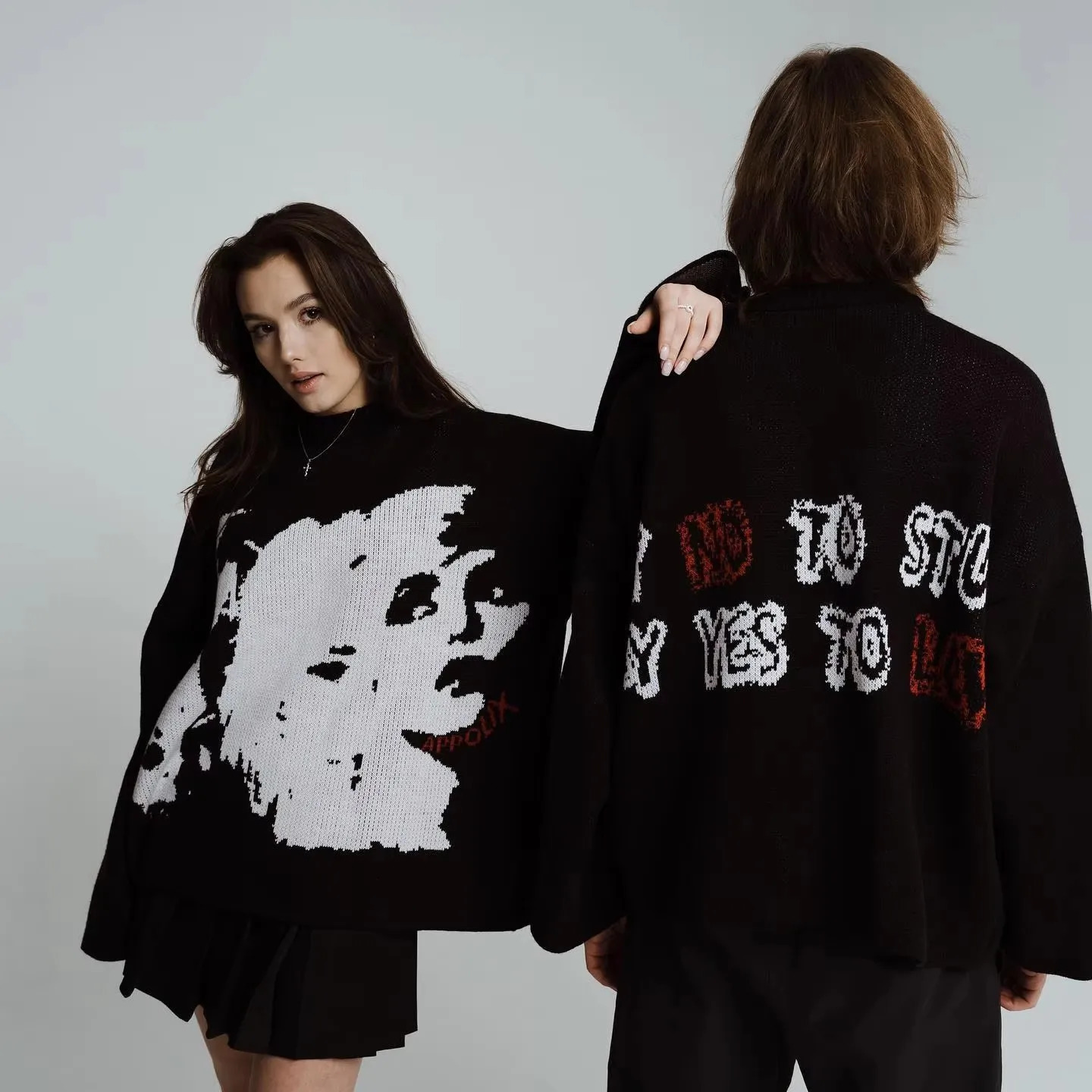 Men Women unisex jumper goth abstract Knitted Sweater Harajuku Fashion Loose Tops Casual Streetwear Pullover Y2K vintage Winter 250617