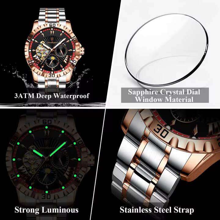 DHgargets Hot Sale 1415 New Men's Fashion Casual Multifunctional Automatic Waterproof Quartz Watch Reloj Hombre 2025