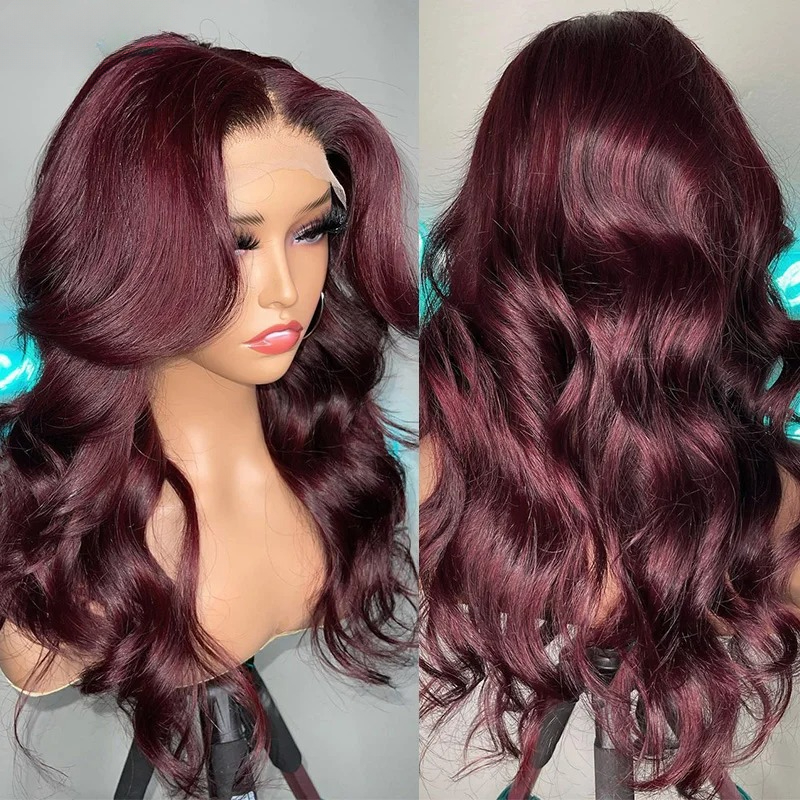 34 Inches Hd Lace Wig Body Wave 13X6 Red Lace Front Human Hair Wigs 13X4 Burgundy 99J Lace Front Wigs Pre Plucked Black Women Synthetic