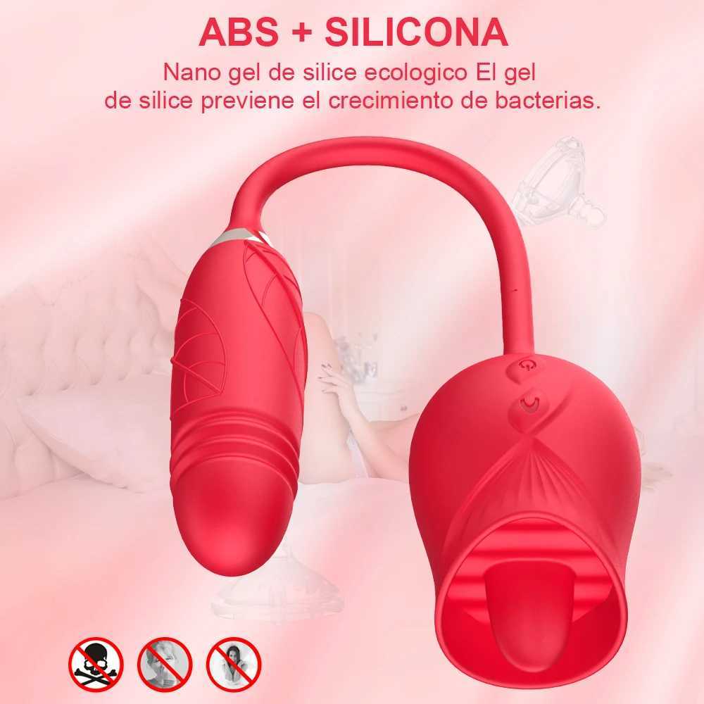 Tongue Licking Clitoral Nipple Vibrator Womens Retractable Vibrating Dildo Masturbator Vagina Massager Rose Vibrator Sex ToyXJ250618