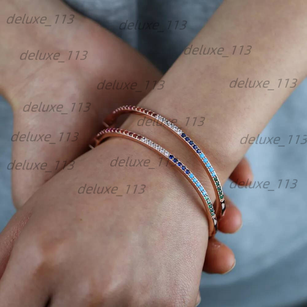 2021 New Fashion Trendy European Women Jewelry Micro Pave Rainbow CZ Thin Bangle Bracelet Wholesale