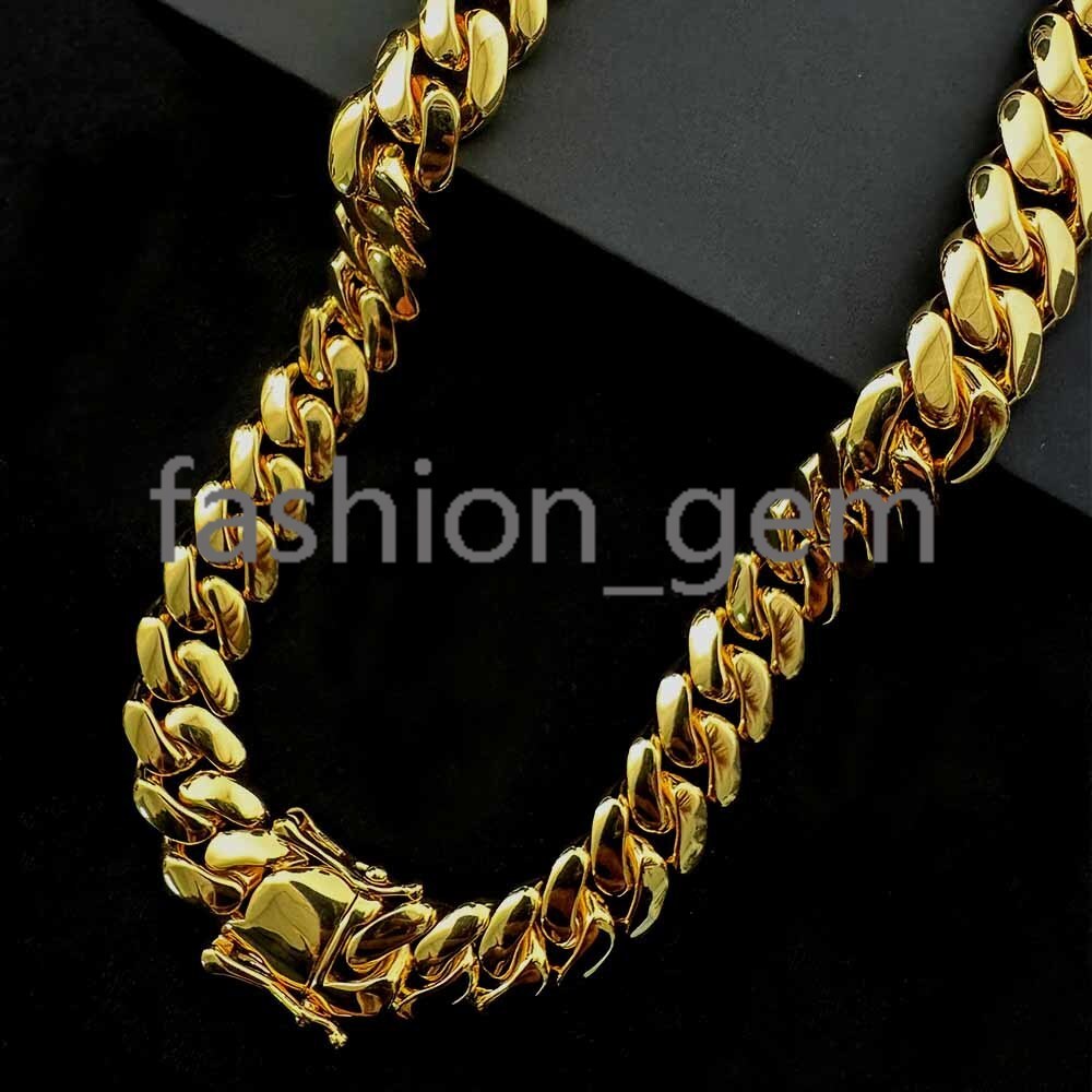 Promotion 12K Gold Plating Cuban Necklace 10mm Brass Hip Hop Plain Miami Cuban Link Chain