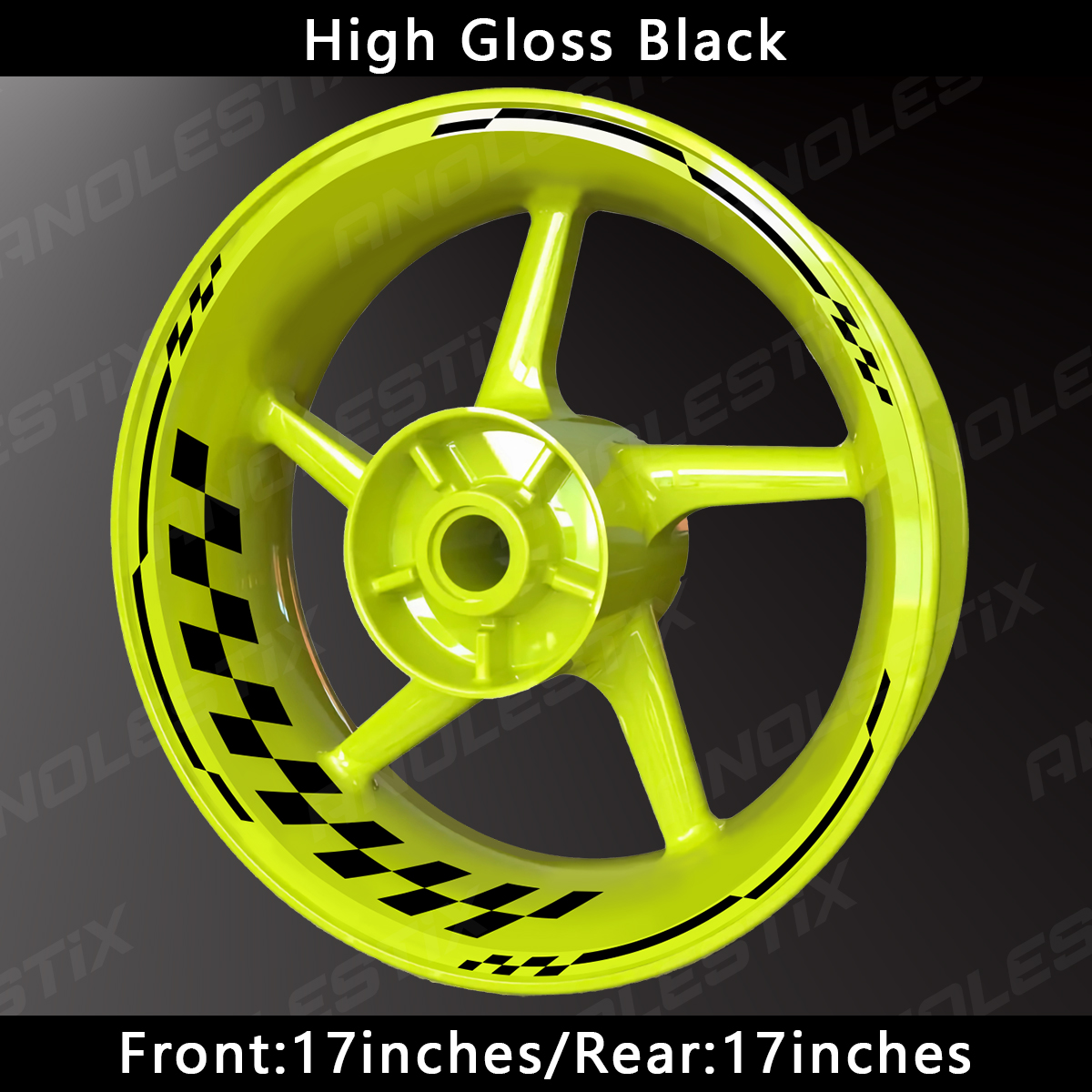 AnoleStix Reflective Motorcycle Wheel Stickers Hub Decal Rim Stripe 17 Inchs For YAMAHA Honda Kawasaki Suzuki BMW KTM Ducati Triumph