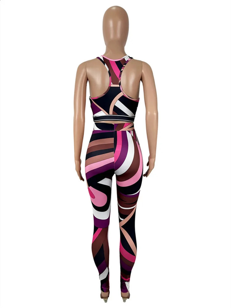 Weird Puss Fashion Patchwork 2 Piece Set Women Square Collar Tank TopsSkinny Peach Hip Pants Midnight Sexy Club Party Outfits 250617