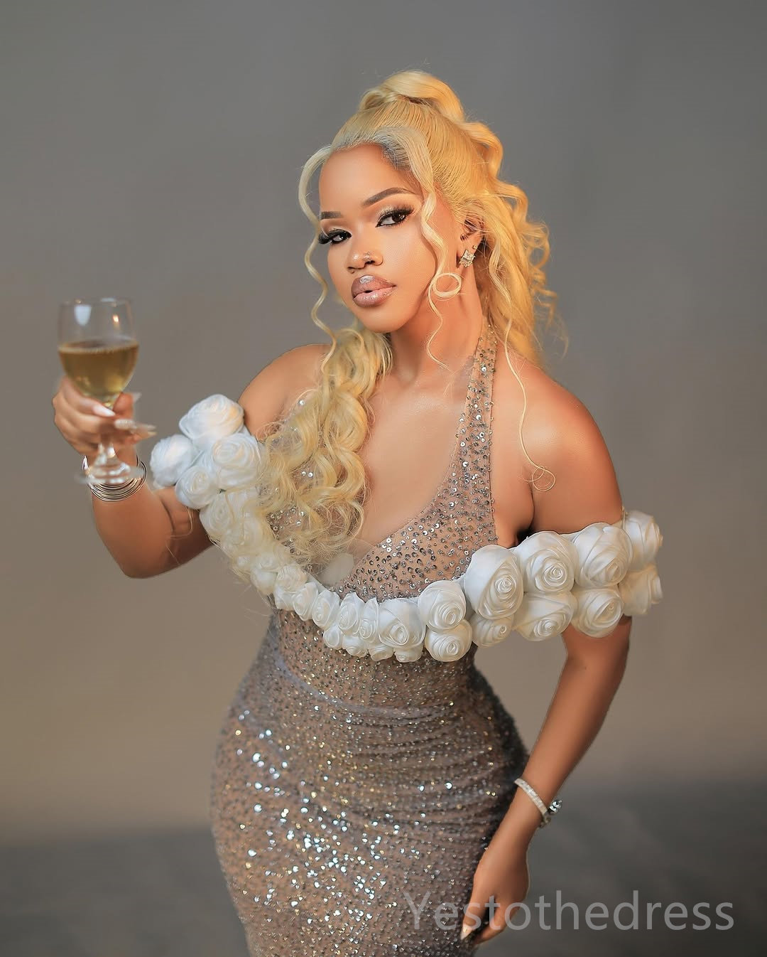 2025 Plus Size Aso Ebi Prom Dress Mermaid Prom Dresses Evening Formal Gowns Halter Beaded Lace Flora Illusion Birthday Dress Second Reception Gowns AM