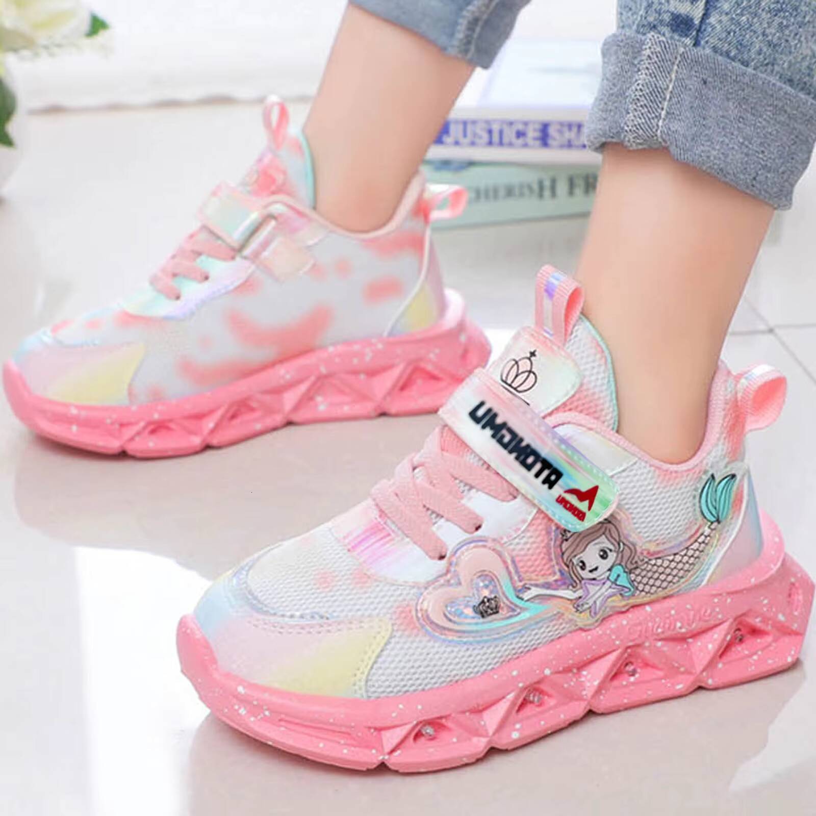 Ddmyshoesvip Led Lights Mesh Children's Breathable Children S New Cartoon Boys Dinosaur Baby Girls Flats Casual Sports Running Shoes H260130