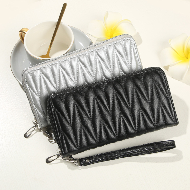 Free Shipping Designer New Single Pull Women's Luxury Bag Wallet Zipper Clutch Fashionable Large Capacity Soft Leather Coin Purse Phone Bag