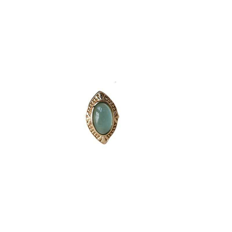 Light Double Layer Stone Craft Natural Topaz Peridot Flower Ins Style Adjustable Ring