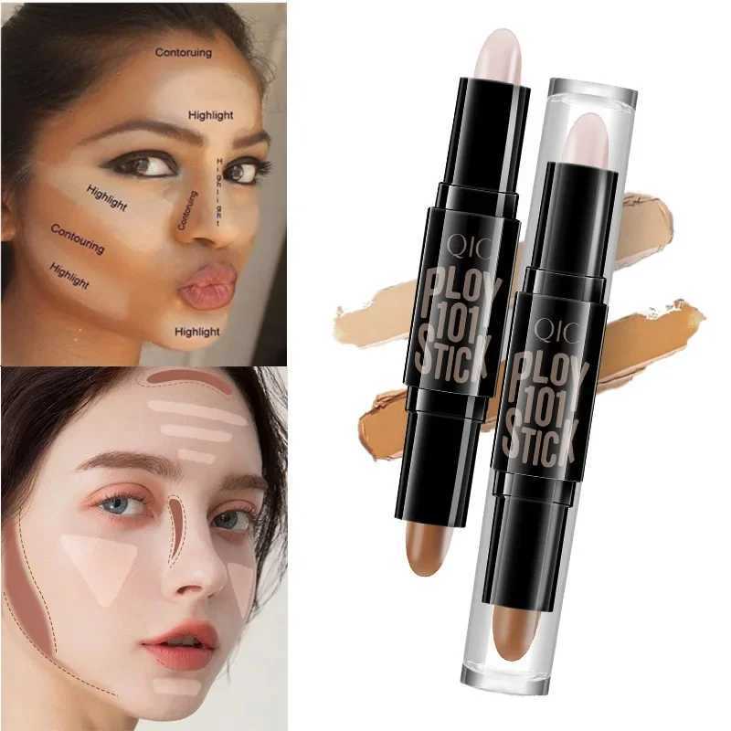 QIC Double-headed Concealer Stick Three-dimensional Repair Volume Brighten Face Highlight Concealer Pen Color Repair Makeup XJ250618
