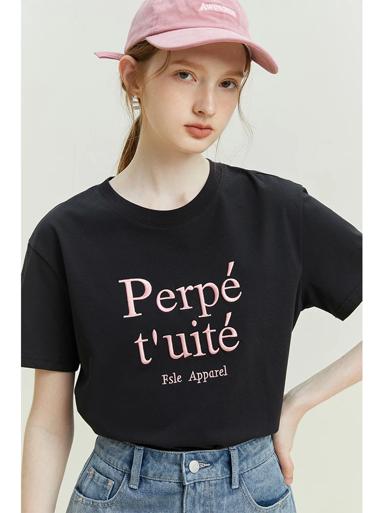 Simple Style Loose Short-sleeved T-shirt for Women Summer New Round Neck Cool Letter All-match Top Female