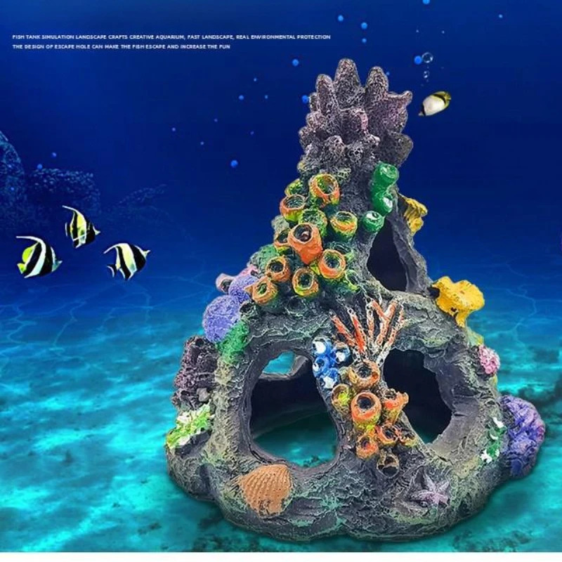 Fish Tank Decoration Aquarium Landscape Background Simulation Moss Coral Decoration Imitation Submarine Stone Resin Rockery 250613