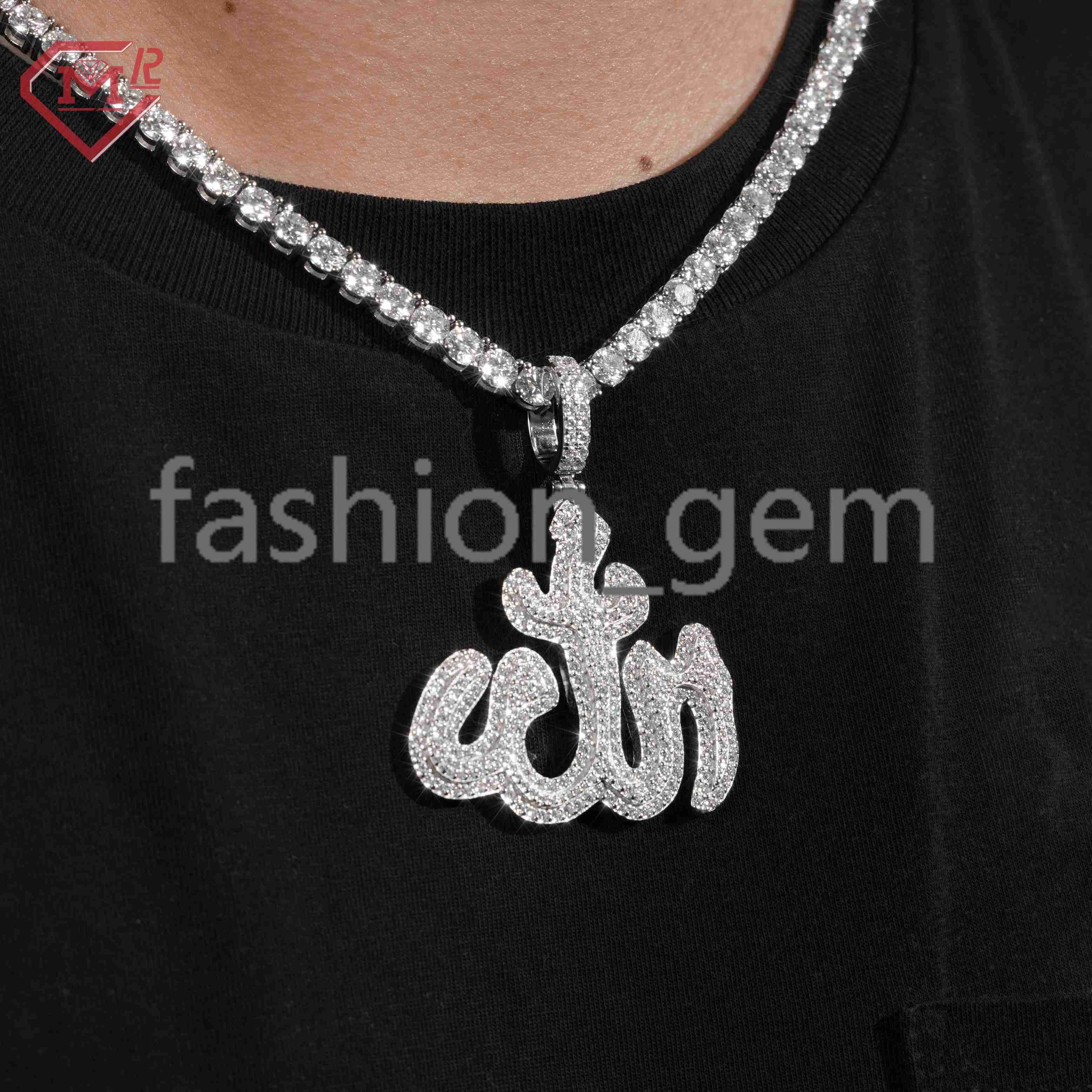 Luxury Custom Moissanite Pendant Allah Sterling Silver 925 Vvs Iced Out Diamond Moissanite Pendant
