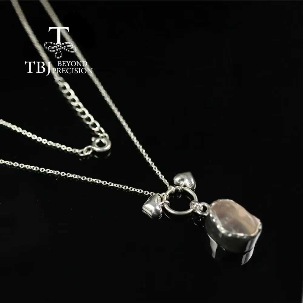925 pure silver natural Rose Quartz rough gemstone necklace fresh and simple design suitable for everyday jewelry W250618