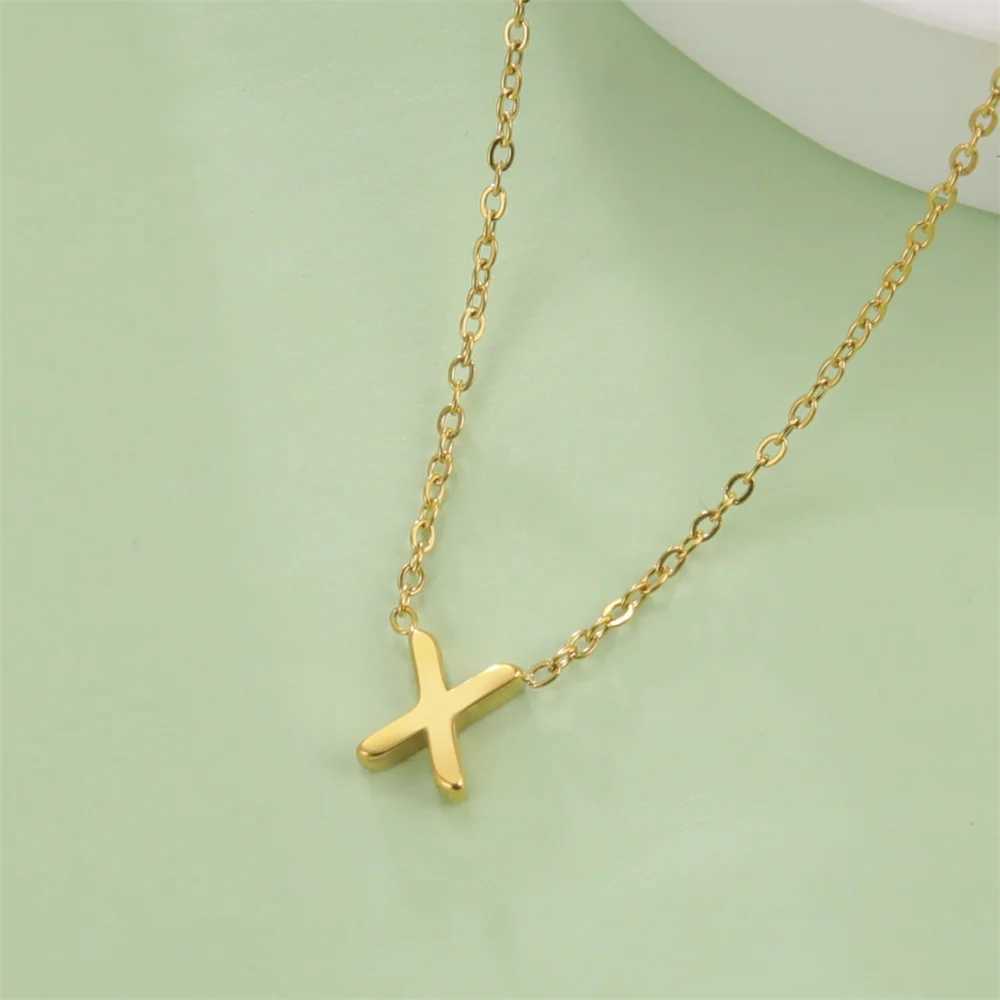 Initial A-Z Letter Necklaces for Wen Elegant Chains Choker 26 Alphabet Pendant Necklace Stainl Steel Jewelry collier femmeC250617