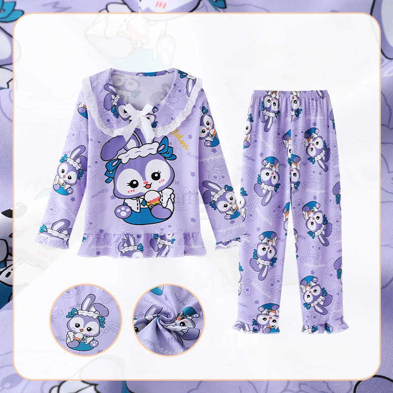 Sanrio Kawaii Sanrio Kids Pajama Sets Lace Bow Print Comfortable Children Sleepwear Suit Soft Loose Indoor Clothes Autumn Winter XJ250618XJ250618