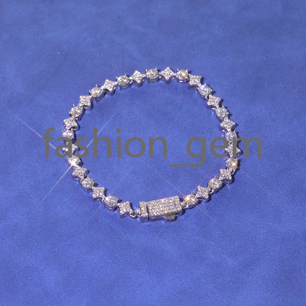 6mm Star Shape Shiny VVS Moissanite Necklace Custom Womens Fine Jewelry 925 Sterling Silver Tennis Chain