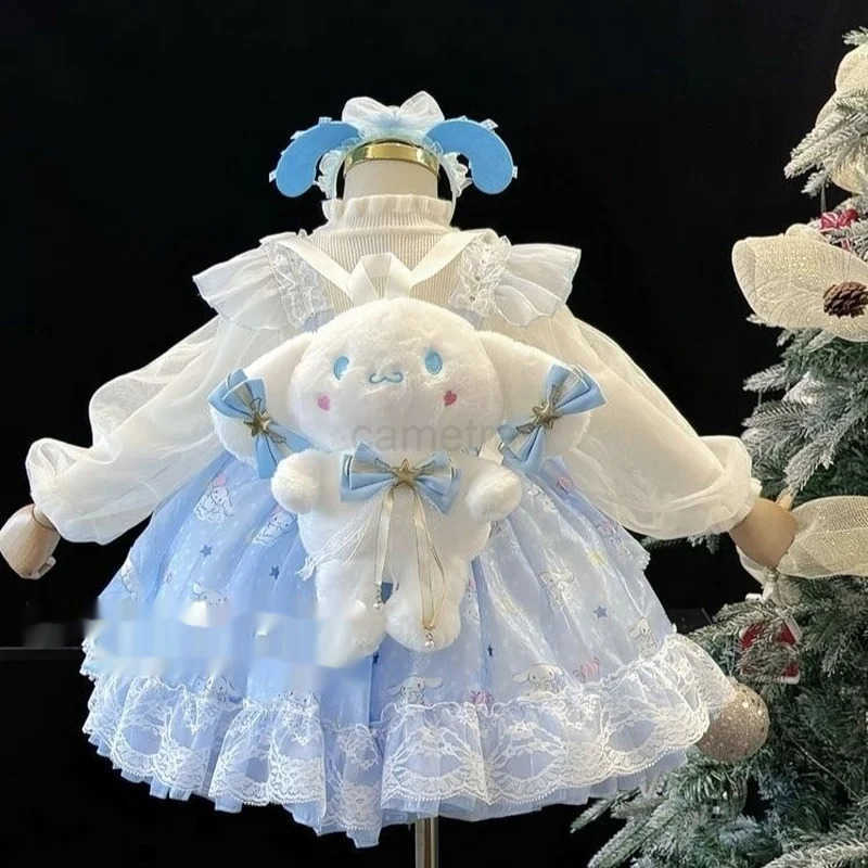 Sanrio Cartoon Cinnamoroll Cosplay Princess Dress New Children Lolita Princess Dress Girls Birthday Ball Evening Dress Christmas GiftXJ250618