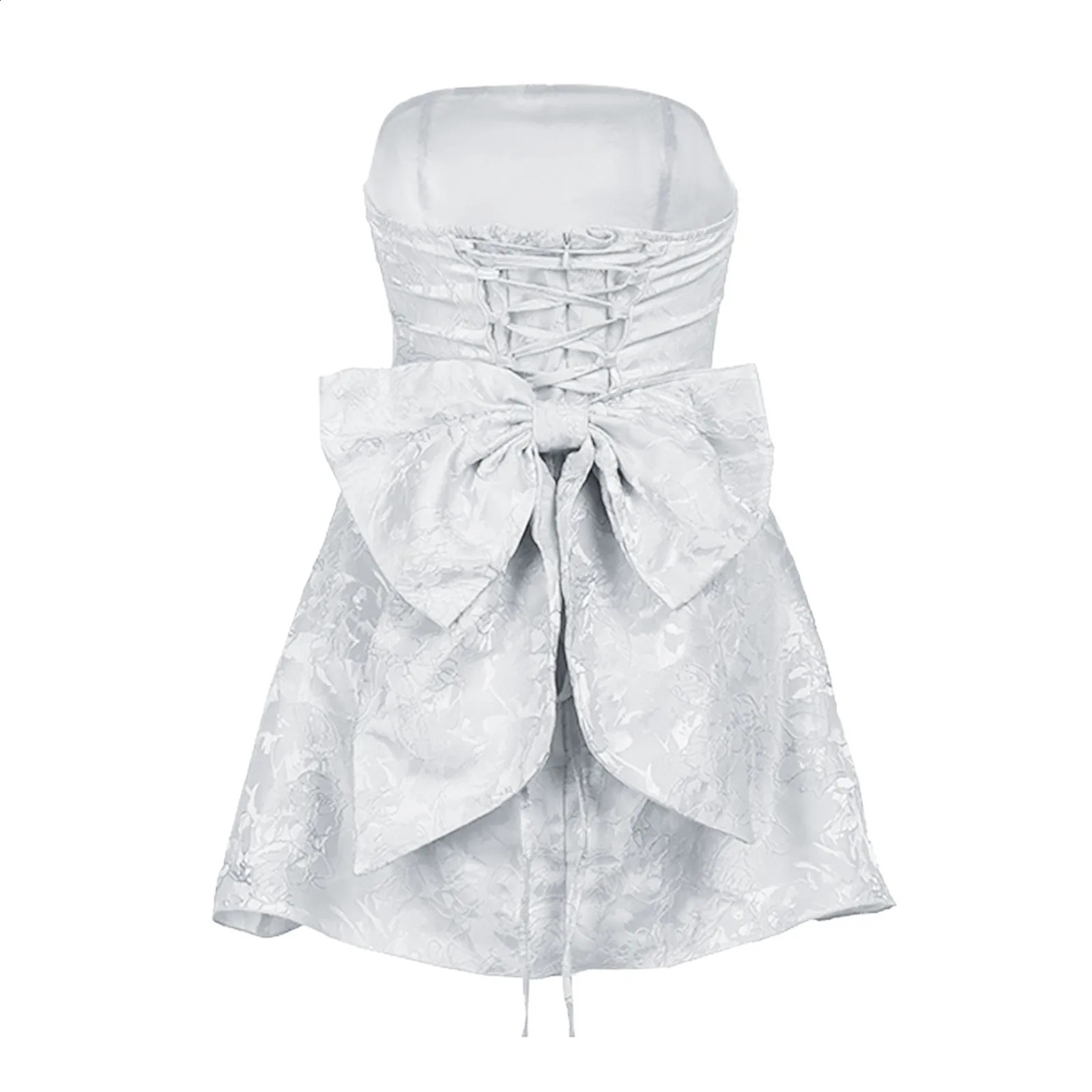 Satin Strapless Homecoming Dresses For Teens Embroidery Short Prom Cocktail Mini Party Dresses Bow On Back Cute Elegant Skirt 250617