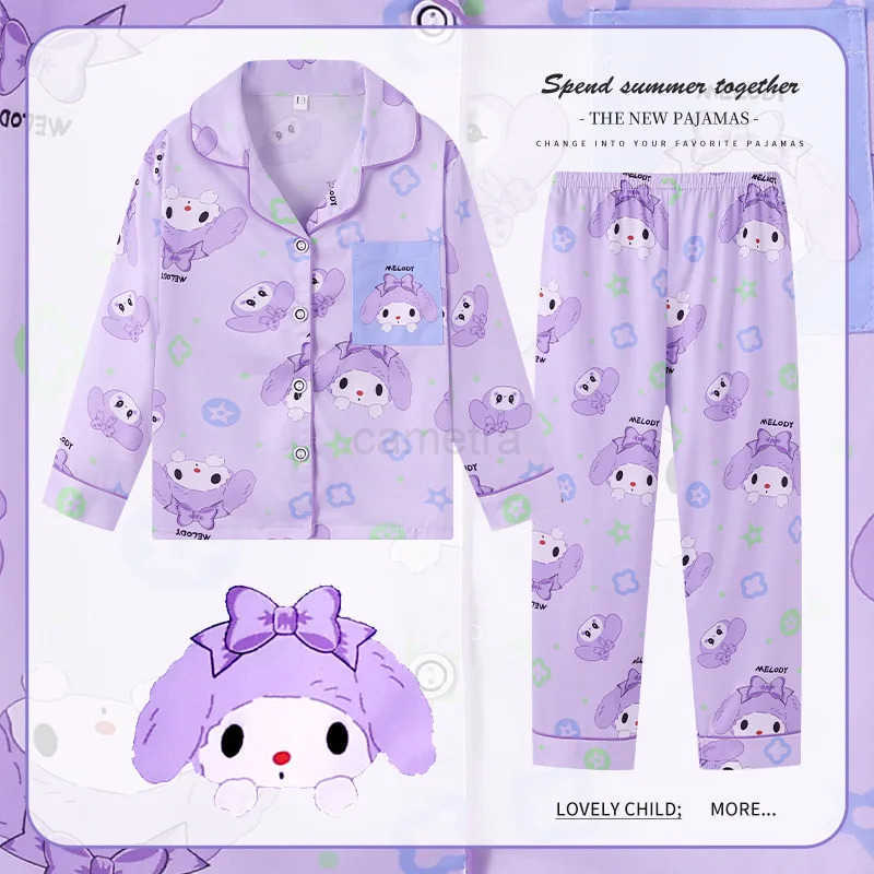 Sanrio Sanrio Mascots Children Pajama Sets Casual Fashion Print Comfortable Breathable Kids Sleepwear Set Suitable for Autumn Winter XJ250618XJ250618