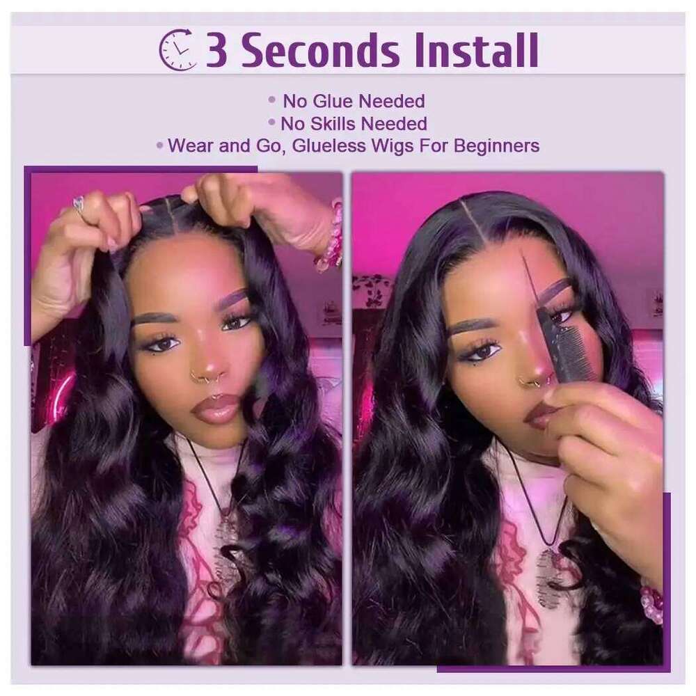 180% Body Wave Glueless Ready To Wear 5x5 Human Hair Wigs For Women 6x4 Pre-Cut Lace Closure Wig