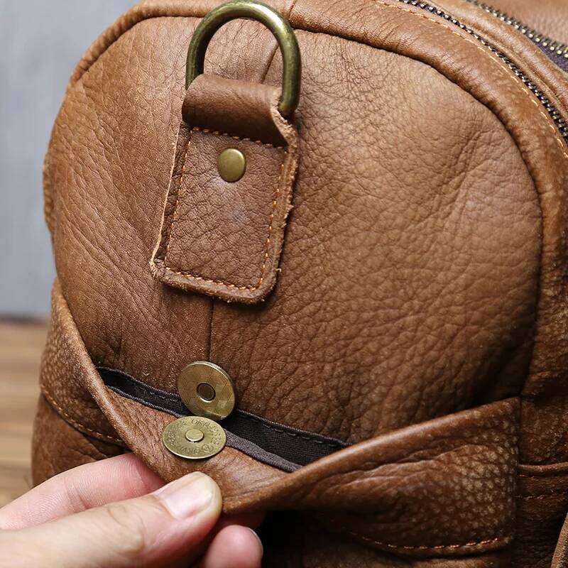 Retro Men's Hand Lage Leather Travel Top Layer Cowhide Large Capacity One Shoulder Messenger Bag Casual Laptop NZPJ