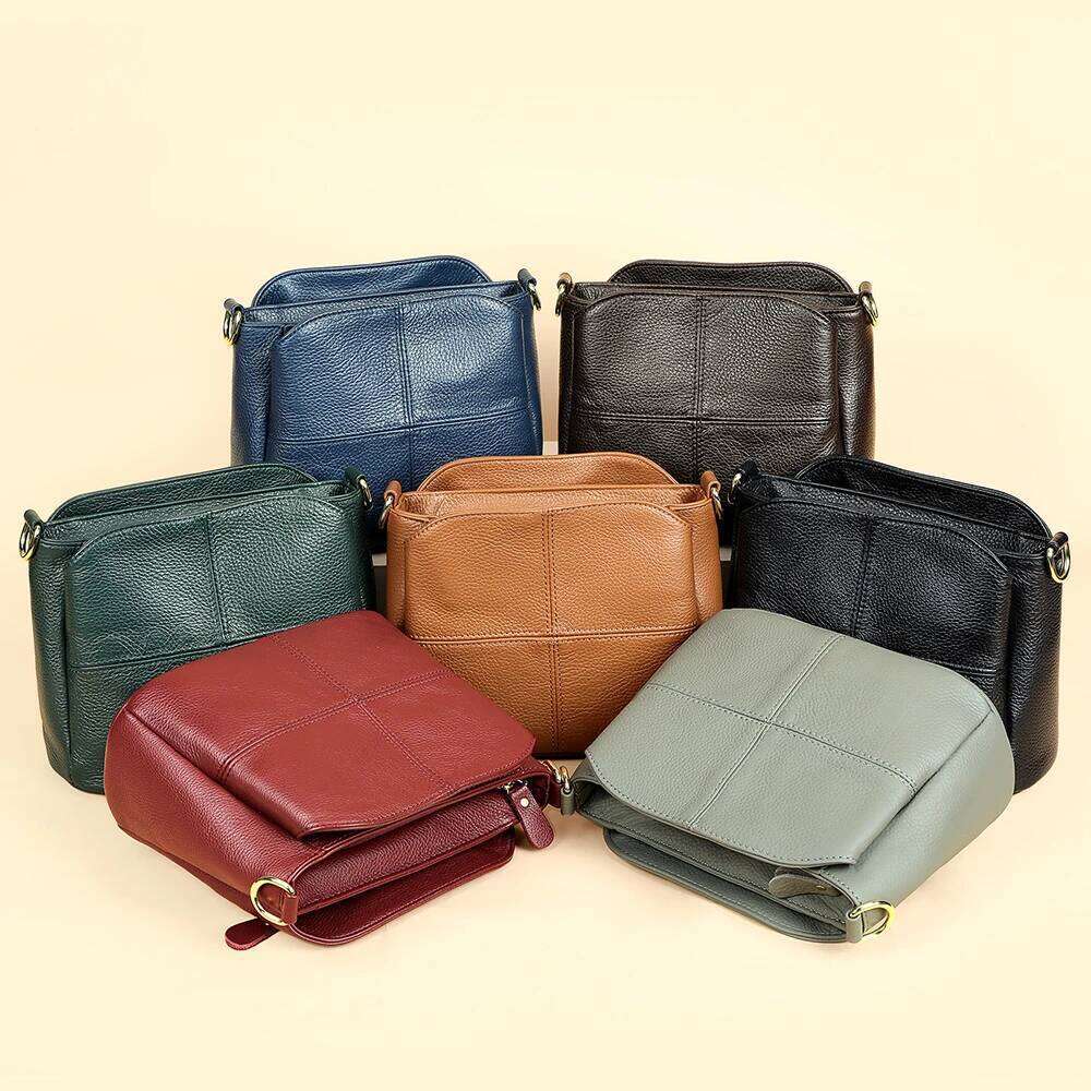 WESTAL New Cowhide Large Capacity Bucket Ladies Casual Shoulder Crossbody Bag
